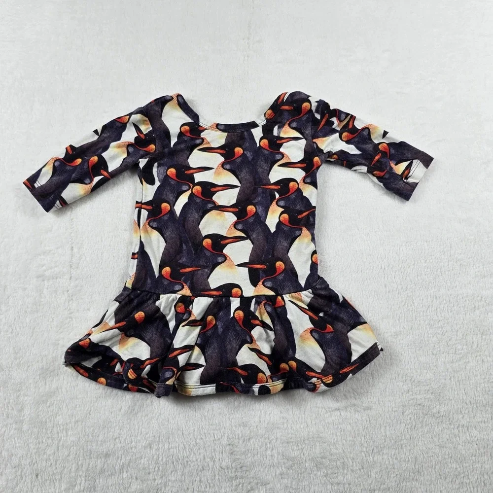 Muse Threads XXS 12-24M Penguin Bamboo Viscose Twirl Dress Peplum Top Multi